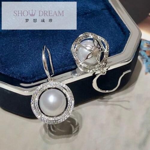 SHOWDREAM Pearl Earrings S925 Sterling Silver Zircon fashion ladies exquisite jewelry Natural Seawater Pearl Earring