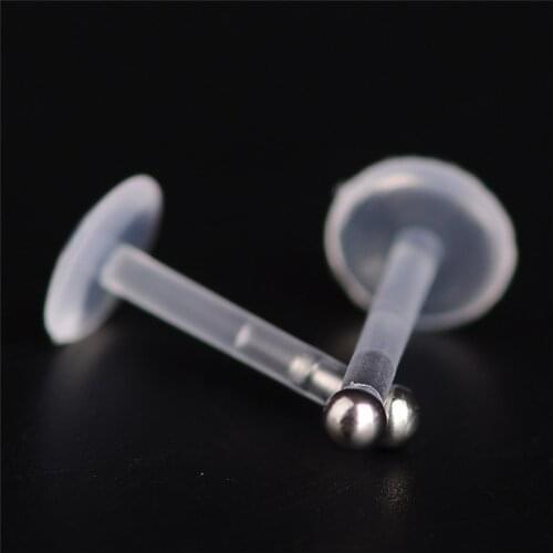 25pcs Wholesale Stainless Steel Ball Spike Flexible Bioplastic Labret Lip Stud Ring Men Women Piercing Bar Body Jewelry