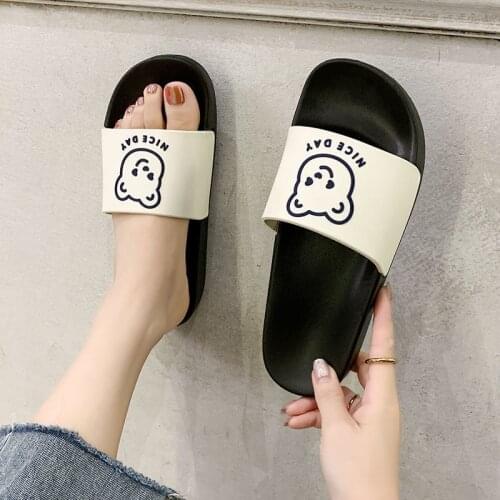 Slipper girl Xia ins cute cartoon girl heart student non slip soft bottom bath sandals wear sandals inside and outside the room