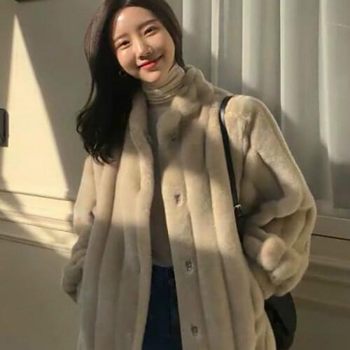 2020 New Winter Women Faux Rabbit Fur Coat Casual Loose Mink Fur Jacket Thick Warm Oversized Female Plush Faux Fur Coats