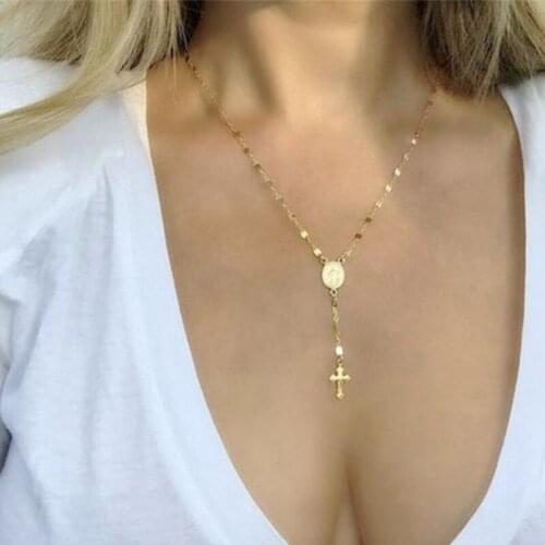 Alloy Cross Jesus Women Pendant Necklace Fashion Retro Women Necklace Pendant Religious Clavicle Chain