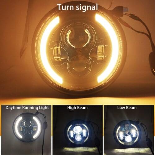 7.5 inch H4 H13 Led Motorcycle Headlight 7inch for Harley with Halo Angel Eye DRL Lights For Honda Kawasaki Yamaha Suzuki BMW