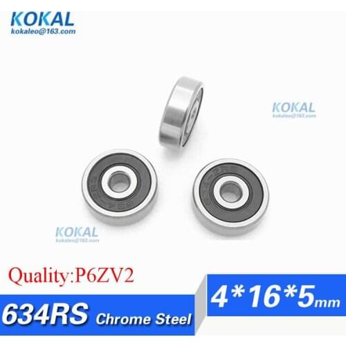 [C634RS-P6]Free Shipping 10pcs ABEC-5 low noise colling fan sliding ball bearing 634RS 634 4*16*5mm