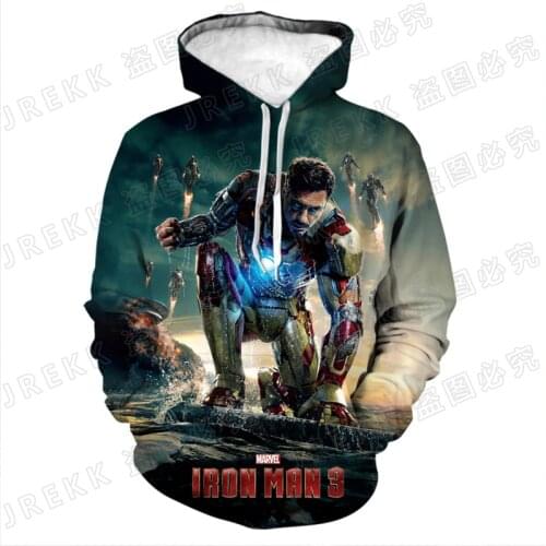 New Men Women Children Iron Man Sweatshirts Cool Hoodies 3D Print Streetwear Boy Girl Kids Pullover Long Sleeve Fashion Jacket
