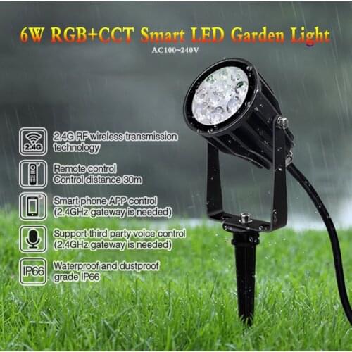6W RGB + CCT Smart Led Garden Light Outdoor Waterproof Landscape Lamp IP66 FOR green garden can Voice 2.4G wifi RF control 220V