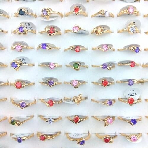 High Quality Gold Color Real Zircon Rings Fashion Zircon Jewelry Valentines Day Gift Free Shipping