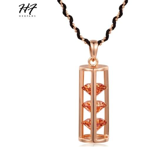 Hollowed Bottle Pendant Rope Sweater Chain Necklace for Women Rose Gold Colour Orange Zirconia Jewelry for Women Xmas gift N115