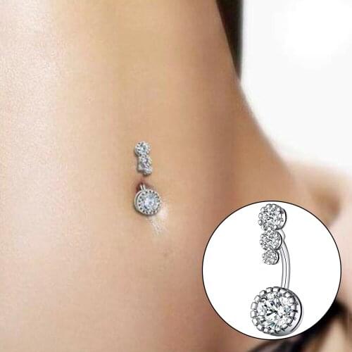 Womens Belly Button Navel Button Bar Barbell Crystal Drop Body Piercing