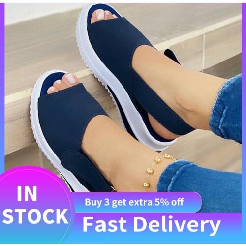 2021 New Women Plus Size Sandals Female Shoes Summer Wedge Comfortable Sandals Ladies Slip-on Flat Sandals Women Sandalias