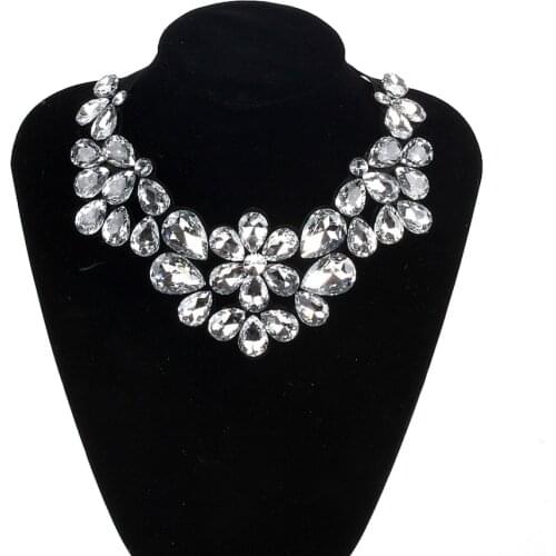 ZMZY 2021 NEW Bohemian Statement Glass Crystal Necklace Women Flower Pendant Necklace Ribbon Choker Bib Collar Necklace
