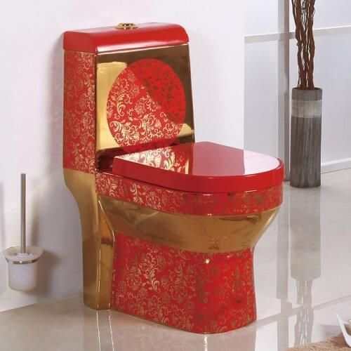 Golden toilet creative personality art toilet home bathroom color gold European-style toilet pumping and odor