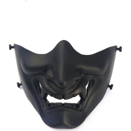 1 PC Half Face Mask Outdoor Game Mask Tactical Prajna Half Face Hannya Oni Motorcycle Evil Demon Knight For Halloween Cosplay