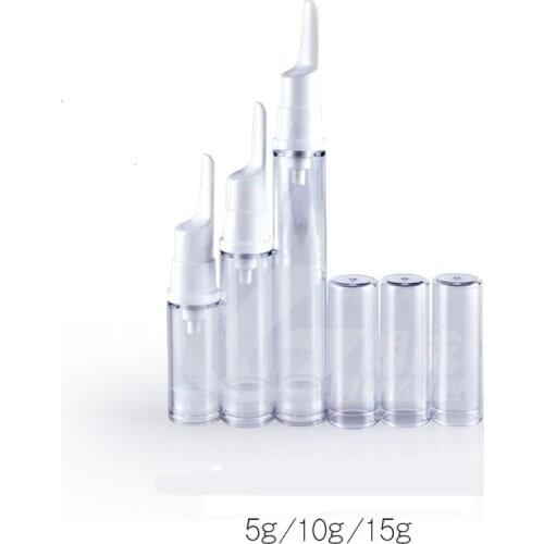 5/10/15ml Empty airless pump plastic bottles vacuum pressure emulsion bottle with lotion pump on travelling cosmetic packaging