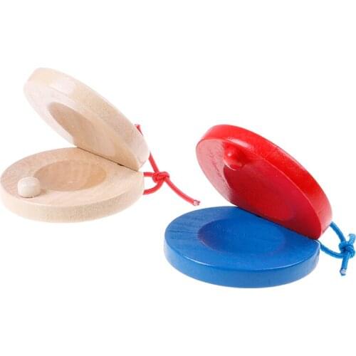 1Pcs Wooden Castanets Wood Percussion Musical Instrument Education Childs Intellectual Development Listening Ability