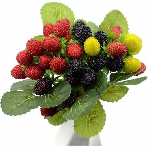 1Bouquet/9 Heads Artificial Fruit Foam Berry Strawberry Fake Simulation Glass Fruit Red Cherry For Home Wedding Party Decoration