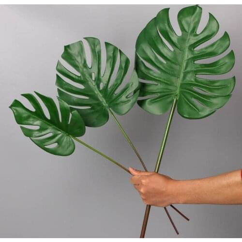 Artificial Tropical Palm Leaves Plant Leaves Monstera Fake Large Green Leaf for Hawaiian Jungle Beach Birthday Party Table Decor