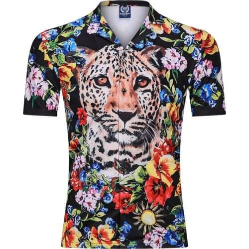 Summer Casual Print Shirt Hawaiian Leopard Short Shirts Male Casual Printed Beach Shirt Men Short Sleeve Oversize Men Clothing