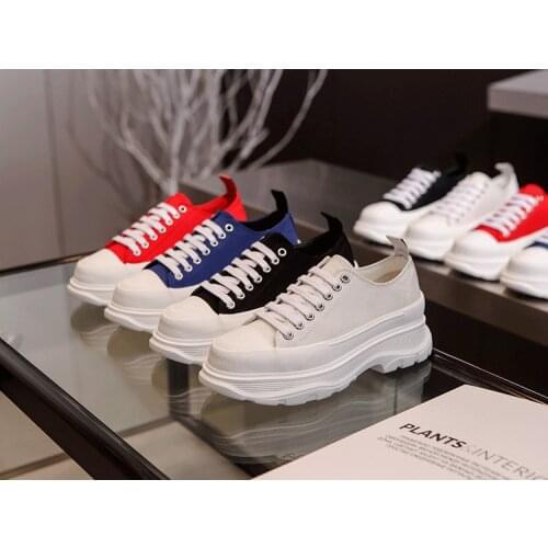 Hot-selling Trifle Sole Canvas White Shoes 2021 Spring Womens Increasing Canvas Shoes Student All-match Lace Fashion Shoes
