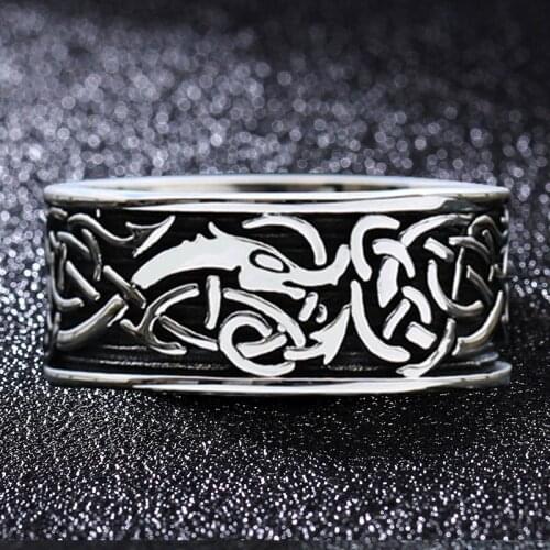 Nordic Viking-Mythology Men Celtic Ring Defense Totem Fashion Hip Hop Rock Unisex Finger Rings Punk Gift