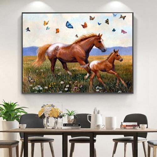 Animal Horse Flower DIY Cross Stitch Embroidery 11CT Kits Needlework Craft Set Cotton Thread Printed Canvas Home Sale