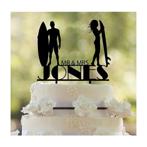 Personalised surfers couple wedding Acrylic cake toppers bridal shower engagement party decorations