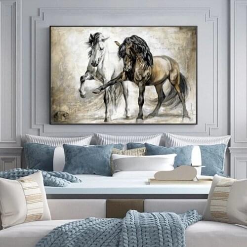 Retro Horse Canvas Paintings Abstract Animals Wall Art Posters and Prints Wall Hanging Picture for Living Room Decor Cuadros