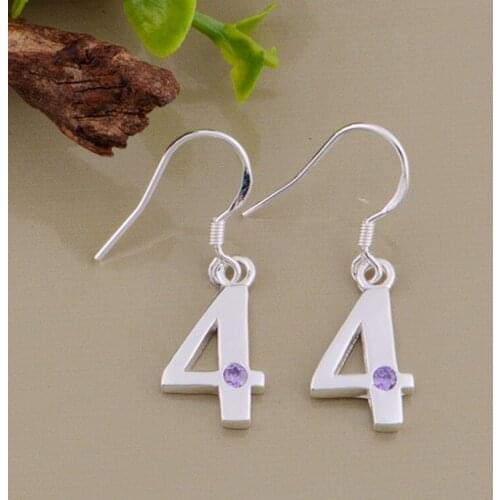 Purple zircon number 4 high quality Silver Earrings for women fashion jewelry earrings /SQLXALXH QPKCYLFD