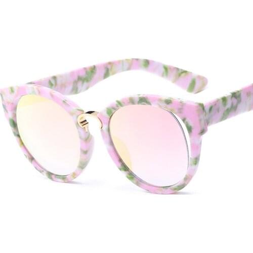Round Sunglasses Women Cateye Sun Glasses for Female Alloy Frames 2019 Brand Designer Oversized Female Shades Anti-glare Uv400