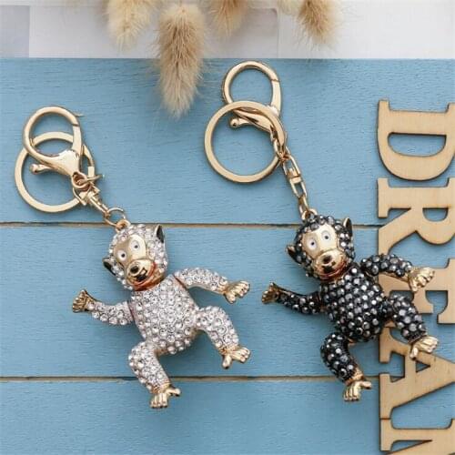 Rhinestone Monkey Keychain Pendant Car Boutique Bag Key Chain Jewelry Accessories Creative Crystal Gift Keyring Women Accessorie