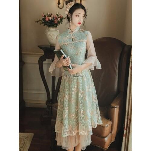 2021 chinese dress sexy cheongsam qipao cheongsam dress hollow out perspective satin dress nightclub elegant party dress qipao