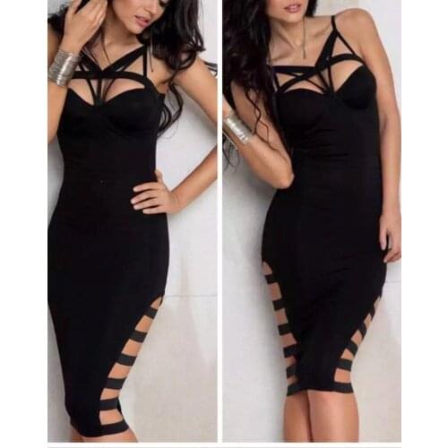 2016 latest black yellow blue red pink bandage dress HL summer women Sexy evening Party Bodycon dresses wholesale vestidos