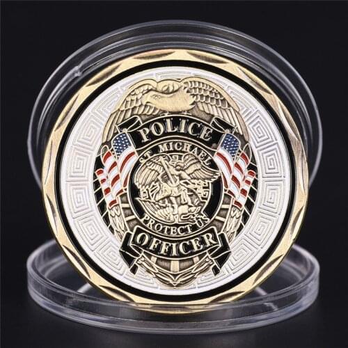 Michael Police Officer Badge Patron Saint Commemorative Challenge Coin Art Gifts Coins