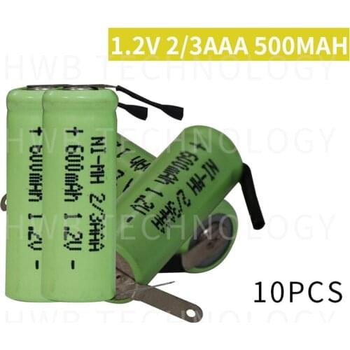 10 Pieces/lot KX Original New 1.2V 2/3AAA 500mAh Ni-Mh 2/3 AAA Ni-Mh Rechargeable Battery With Pins Free Shipping