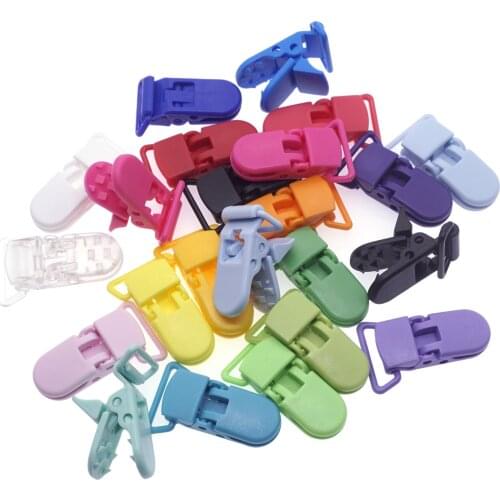 Free Shipping150 pcs Hot Sutoyuen D shape Transparent White Plastic Baby Pacifier Dummy Clip for 20mm ribbon Soother Clip