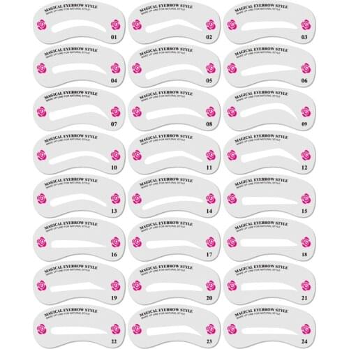 24Pcs Reusable Eyebrow Stencil Eyebrow Shaper Eye Brow Cards Eye Brow DIY Drawing Guide DIY Eyebrow Makeup Tools and Accessories