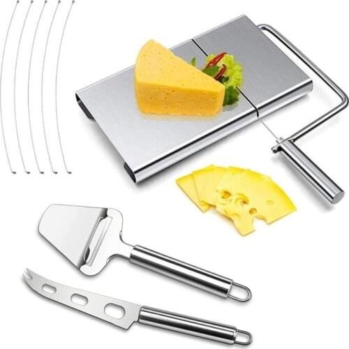 3 Pack Stainless Steel Cheese Slicer Set, Wire Cheese Slicer for Cheese Butter, With Cheese Knife & Cheese Planer
