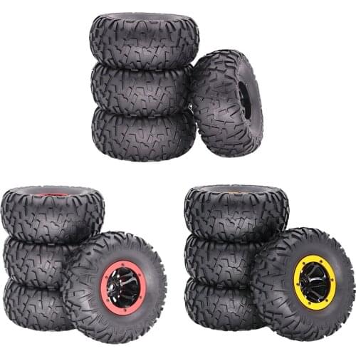 4PCS RC Wheels And Tires with Pump Inflator for 1:10 RC Monster Truck Remote Control Car on Road Touring