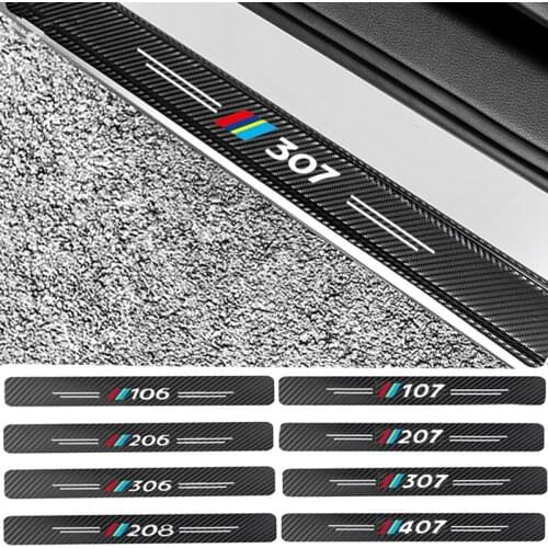 Mutips 4pcs Carbon Fiber Car Protection Sticker Accessories For Peugeot 106 107 108 206 207 208 2008 3008 306 308 307 508 407
