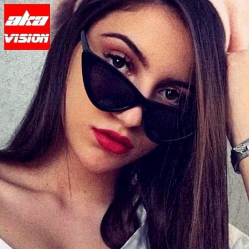 AKA VISION 2021 Cat Eye Women Sunglasses Vintage Eyewear Shade for Women Retro Triangular Glasses Cateye Gafas De Sol Hombre