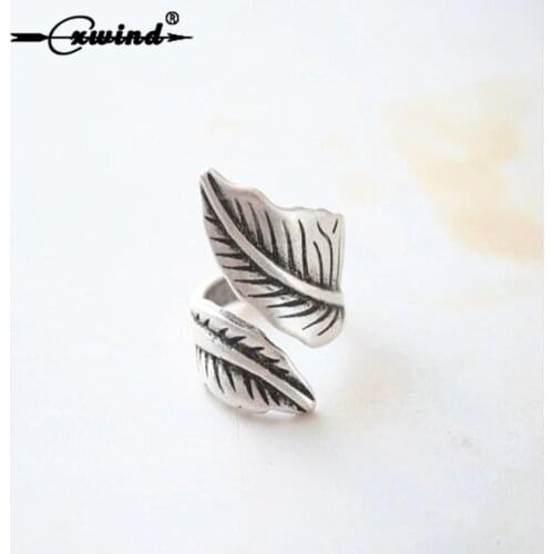 Cxwind Retro Adjustable Wide leaf Ring Boho Bague Antique leaf Fish Ring Leaves Rings for Women Fashionable Knuckle Jewelry