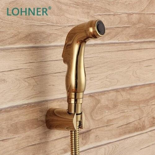 Lohner Baby Bidet Gold Wall Handheld Hygiene Toilet Sprayer Set ABS Diaper Cloth Sprayers Support Mural Couche Bebe