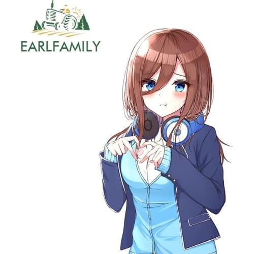 EARLFAMILY 13cm x 8.1cm for Miku Nakano Funny Car Stickers Scratch-Proof Vinyl Decal Air Conditioner Waterproof RV Car Styling