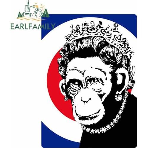 EARLFAMILY 13cm x 9.4cm For Banksy Monkey Queen Car Styling Stickers Vinyl Material Decal Car Accessories Scratch-Proof Decor
