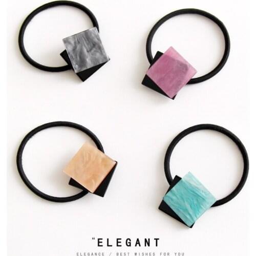 Korean Woman Simple Style Hair Rope Geometric Contrast Color Tie Hair Elastic Hair Band Hair Accessories