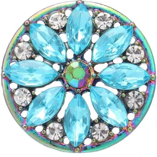Crystal flower 18mm Metal snap button jewelry DIY bracelet KC8482