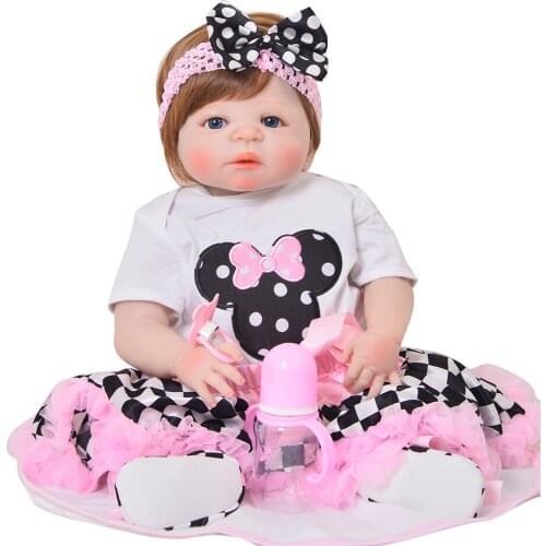New Arrival bebe Girl Reborn Dolls Kids Toy Full Silicone Vinyl 23'' 57 cm Real Life Baby Reborn Alive Doll gift NPK