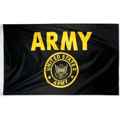 U.S. Military Gold Badge Logo - Bright Color And Fade Proof - Double Seam Canvas Head And - U.S. Flag With Brass Gromm