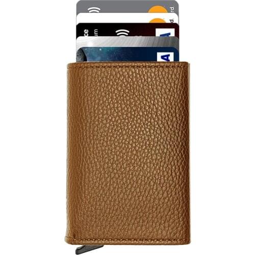 Male Tan Automatic Mechanismed Card Wallet Wallet Casual Convenient Solid Good Quality Cheap