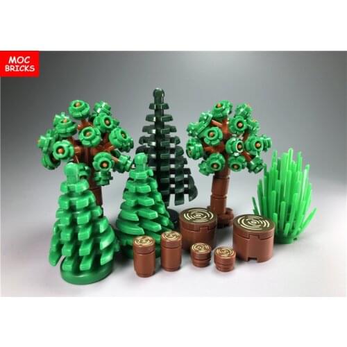 Set Sale MOC Bricks DIY Plant miniature forest Tree Fir Wood Bushes Educational Building Blocks Toys for children Xmas gifts
