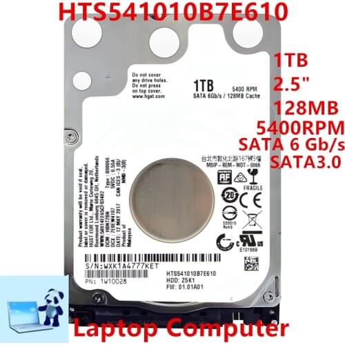 New HDD For Hgst Brand 1TB 2.5" SATA 6 Gb/s 128MB 5400RPM For Internal Hard Disk For Notebook HDD For HTS541010B7E610